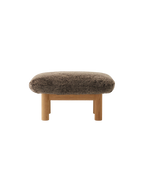 Ottoman in Sheepskin Cylindrical Legs, Versatile Use, 3 Wood Options